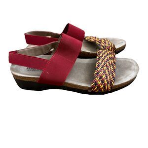 Munro Womens Pisces Woven Design Slip on Sandals Red US Size 9 WW Comfort
